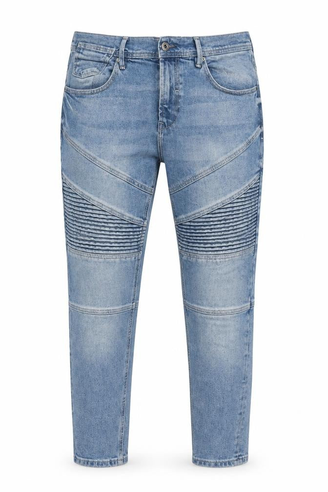 Zara Man Men’s Blue 32 Tapered Biker Ribbed Panel Jeans