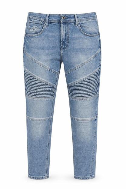 Zara Man Men’s Blue 32 Tapered Biker Ribbed Panel Jeans