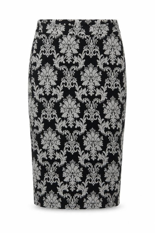 Next Women’s Black Grey Floral Knit Pencil Skirt UK 10 Knee Length