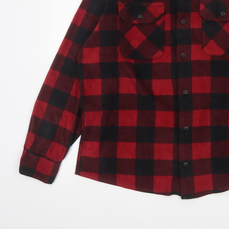 Wrangler Men’s Red Black L Plaid Flannel Button-Up Overshirt