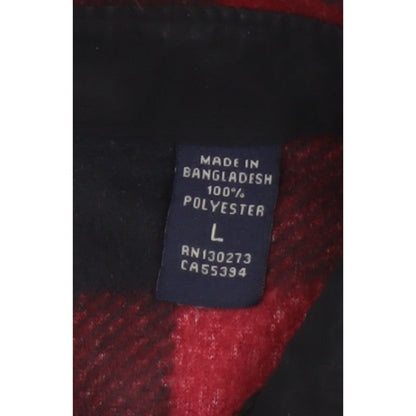 Wrangler Men’s Red Black L Plaid Flannel Button-Up Overshirt