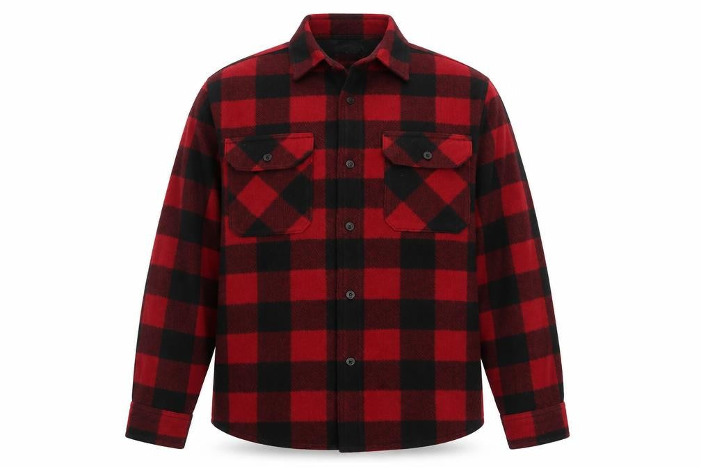 Wrangler Men’s Red Black L Plaid Flannel Button-Up Overshirt