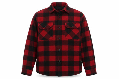Wrangler Men’s Red Black L Plaid Flannel Button-Up Overshirt