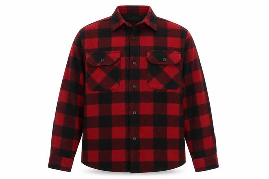 Wrangler Men’s Red Black L Plaid Flannel Button-Up Overshirt