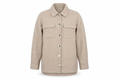 Next Women Beige UK 14 Long Basic Jacket Collared Button Pocket Shacket