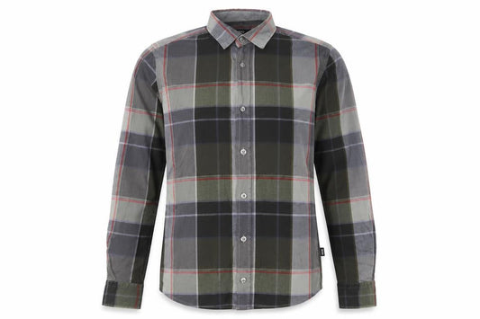 Front view of BOSS Hugo Boss Men's Grey Green Check Slim Fit Cotton Shirt, size S