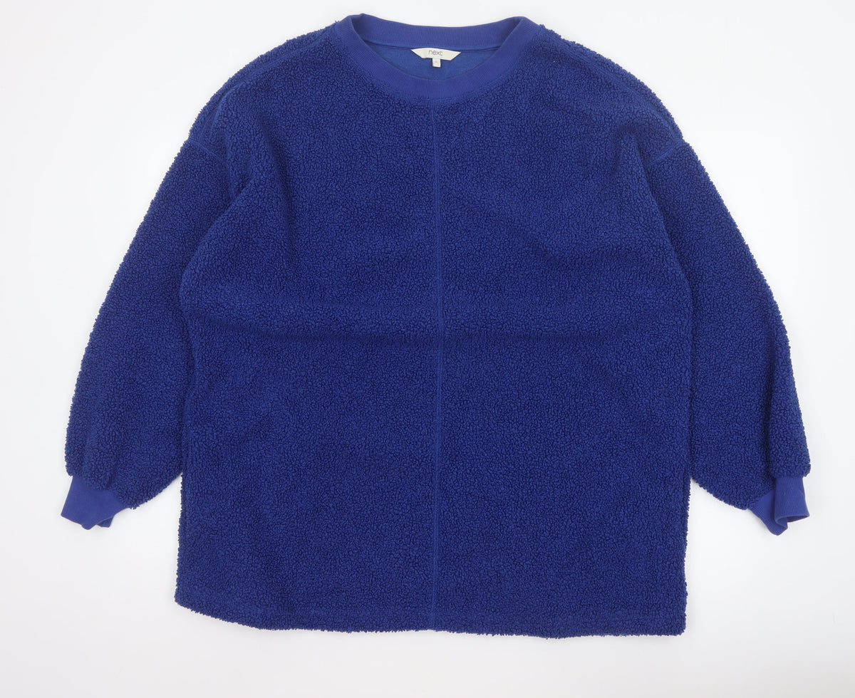 Next Women Blue XL Teddy Fleece Pullover Sweatshirt Crew Neck