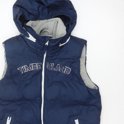 Timberland Boys Blue 12 Years Hooded Padded Puffer Gilet Bodywarmer