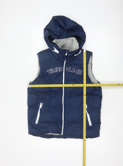 Timberland Boys Blue 12 Years Hooded Padded Puffer Gilet Bodywarmer