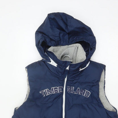 Timberland Boys Blue 12 Years Hooded Padded Puffer Gilet Bodywarmer