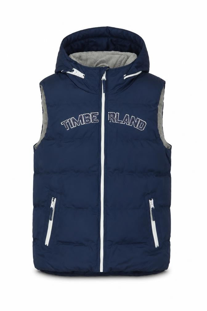 Timberland Boys Blue 12 Years Hooded Padded Puffer Gilet Bodywarmer