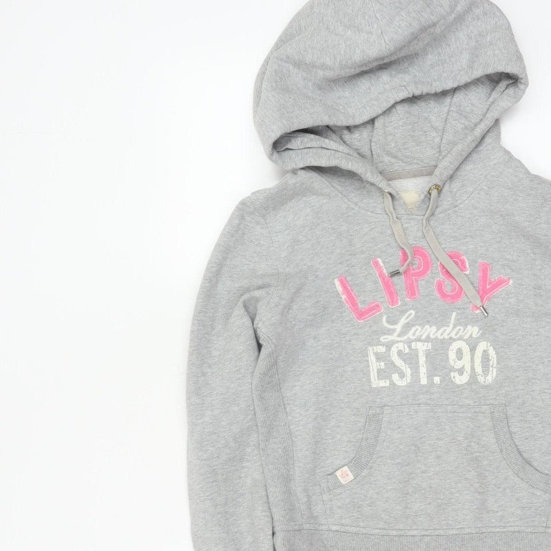Lipsy Women Grey Size 10 Pullover Hoodie London Logo Pockets