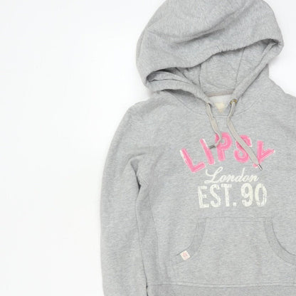 Lipsy Women Grey Size 10 Pullover Hoodie London Logo Pockets
