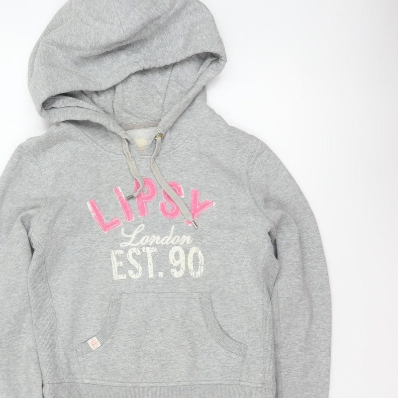 Lipsy Women Grey Size 10 Pullover Hoodie London Logo Pockets