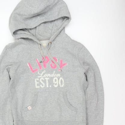 Lipsy Women Grey Size 10 Pullover Hoodie London Logo Pockets