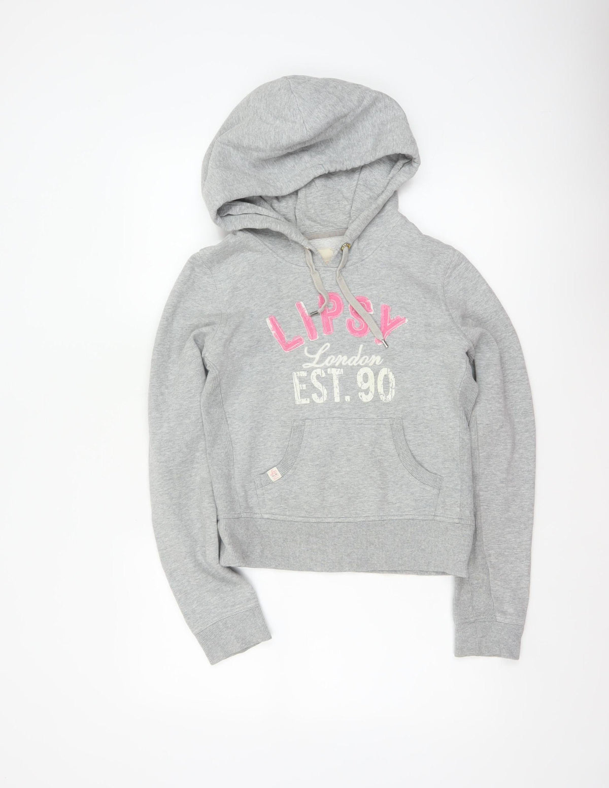 Lipsy Women Grey Size 10 Pullover Hoodie London Logo Pockets