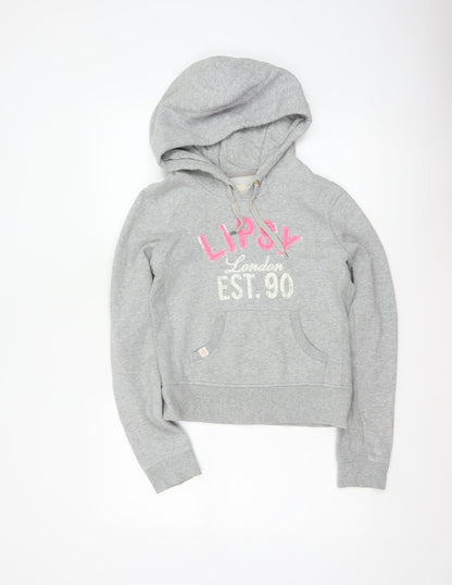 Lipsy Women Grey Size 10 Pullover Hoodie London Logo Pockets