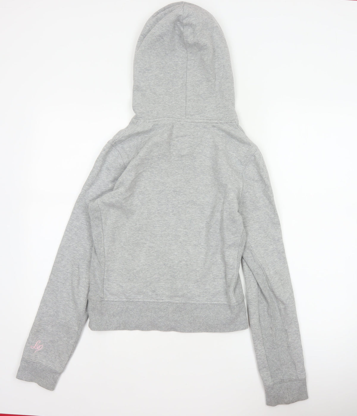 Lipsy Women Grey Size 10 Pullover Hoodie London Logo Pockets