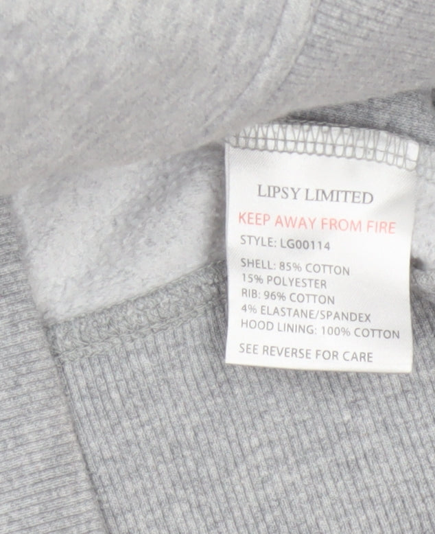 Lipsy Women Grey Size 10 Pullover Hoodie London Logo Pockets