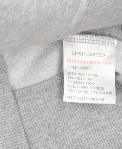 Lipsy Women Grey Size 10 Pullover Hoodie London Logo Pockets