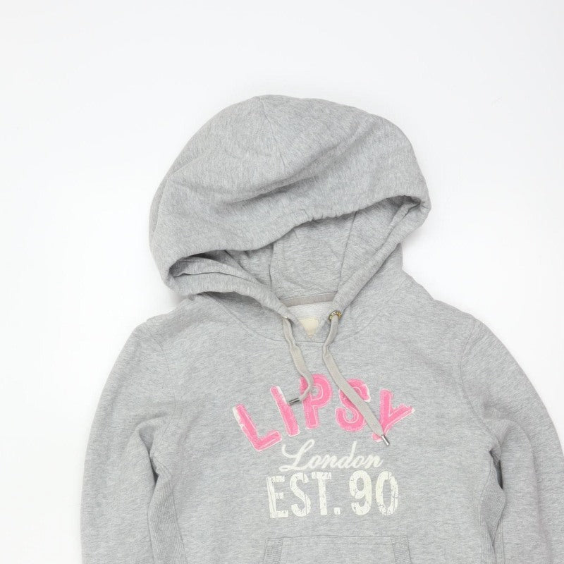 Lipsy Women Grey Size 10 Pullover Hoodie London Logo Pockets