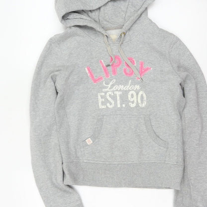 Lipsy Women Grey Size 10 Pullover Hoodie London Logo Pockets