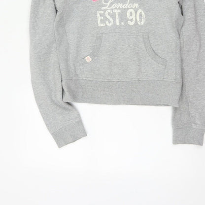 Lipsy Women Grey Size 10 Pullover Hoodie London Logo Pockets