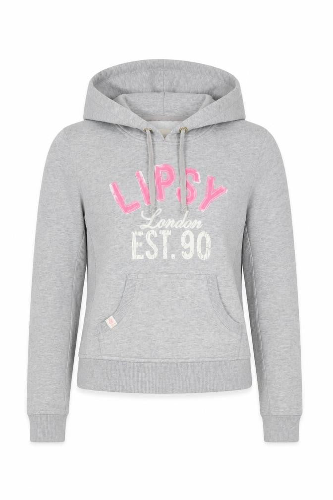 Lipsy Women Grey Size 10 Pullover Hoodie London Logo Pockets