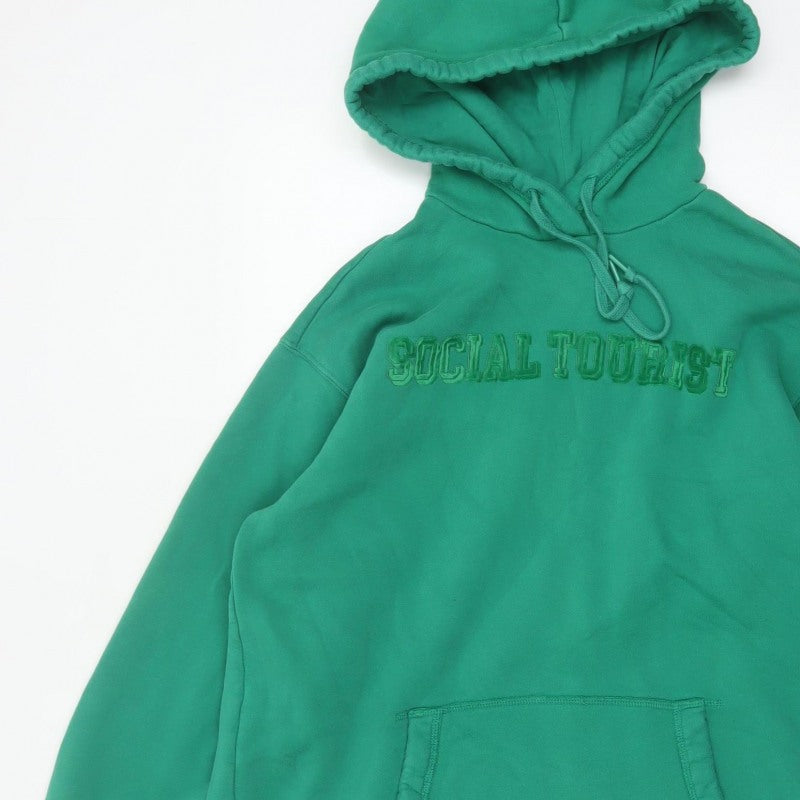Social Tourist Teens Green S Pullover Hoodie Embroidered Logo