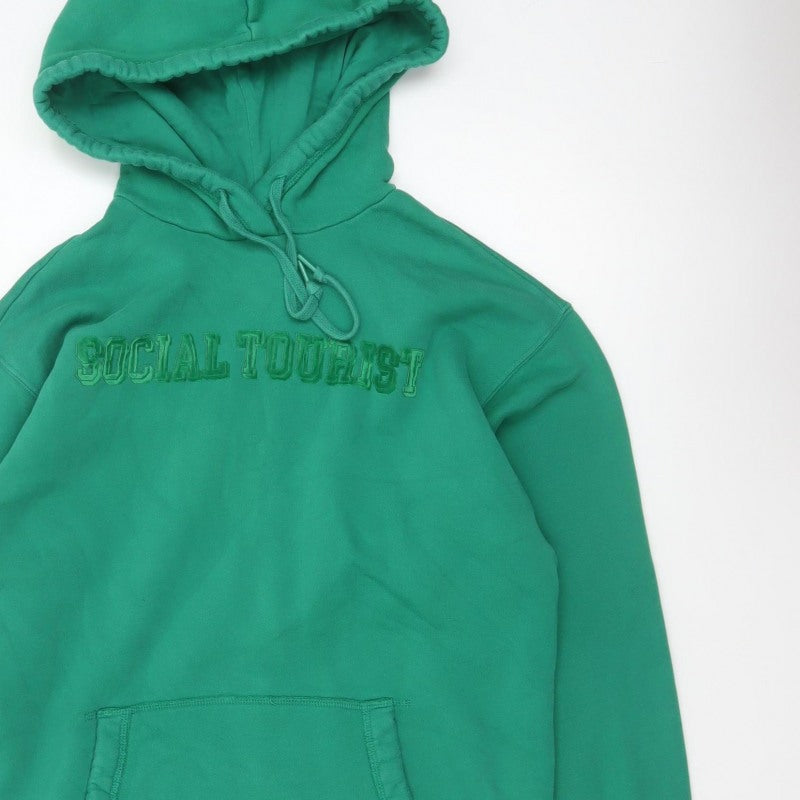 Social Tourist Teens Green S Pullover Hoodie Embroidered Logo