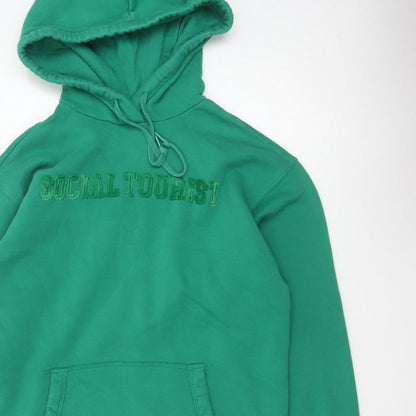 Social Tourist Teens Green S Pullover Hoodie Embroidered Logo