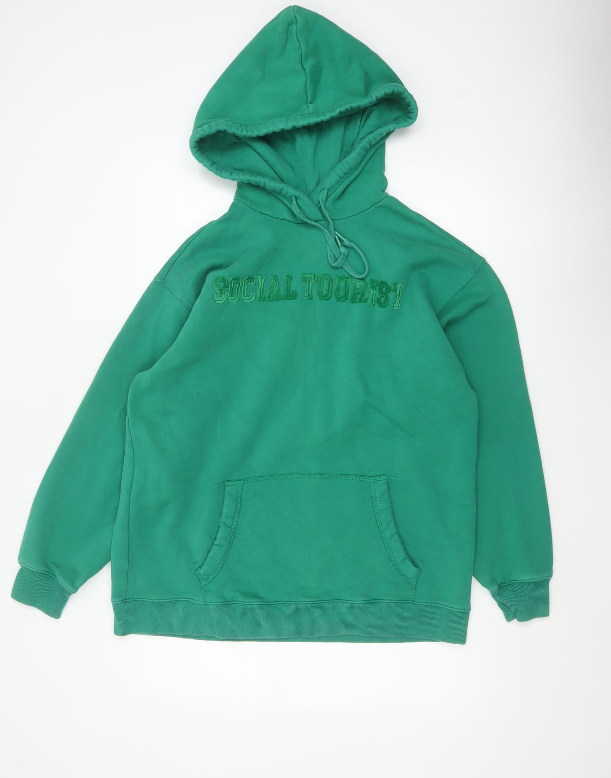 Social Tourist Teens Green S Pullover Hoodie Embroidered Logo