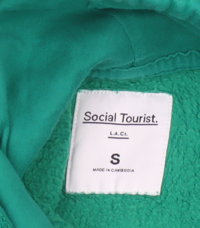 Social Tourist Teens Green S Pullover Hoodie Embroidered Logo