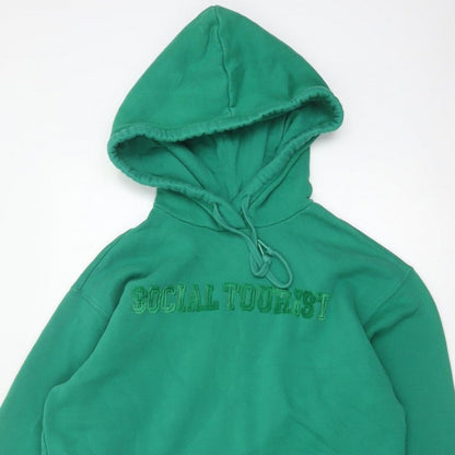 Social Tourist Teens Green S Pullover Hoodie Embroidered Logo