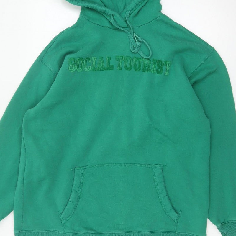 Social Tourist Teens Green S Pullover Hoodie Embroidered Logo
