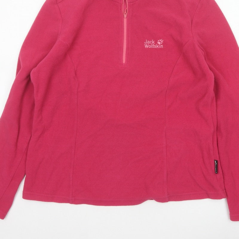 Jack Wolfskin Women’s Pink UK 16 Quarter Zip Fleece Sweatshirt