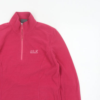 Jack Wolfskin Women’s Pink UK 16 Quarter Zip Fleece Sweatshirt