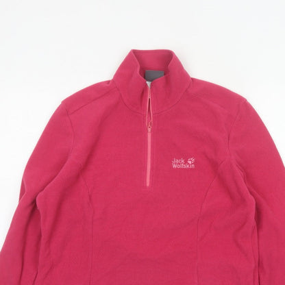 Jack Wolfskin Women’s Pink UK 16 Quarter Zip Fleece Sweatshirt