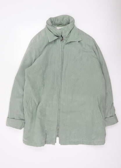 EWM Women’s Green Size 20 Hooded Long Zip Jacket Lined Casual