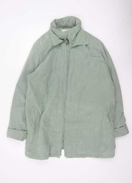 EWM Women’s Green Size 20 Hooded Long Zip Jacket Lined Casual