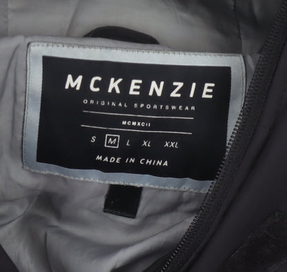 McKenzie Mens Black M Puffer Jacket Hooded Faux Fur Trim Full Zip