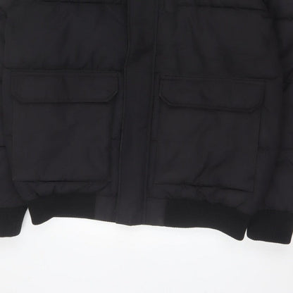 McKenzie Mens Black M Puffer Jacket Hooded Faux Fur Trim Full Zip