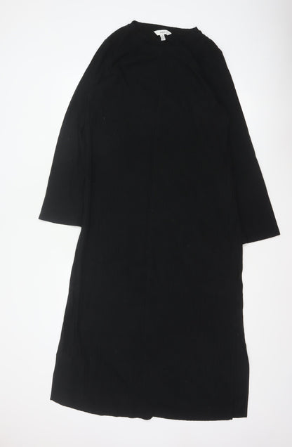 Marks and Spencer Women Black UK 14 Long Sleeve Stretch Maxi Dress