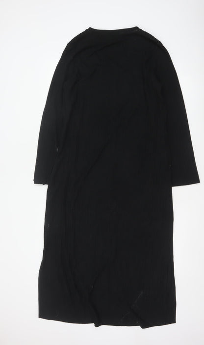 Marks and Spencer Women Black UK 14 Long Sleeve Stretch Maxi Dress