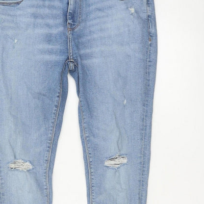 ASOS Design Men's Blue W34 L30 Skinny Distressed Powerstretch Jeans