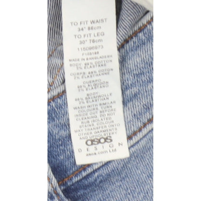 ASOS Design Men's Blue W34 L30 Skinny Distressed Powerstretch Jeans