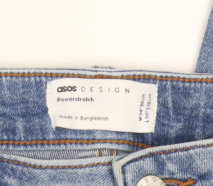 ASOS Design Men's Blue W34 L30 Skinny Distressed Powerstretch Jeans