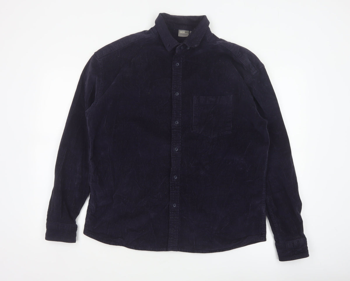 ASOS Men’s Navy Blue S Corduroy Button-Down Long Sleeve Shirt