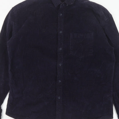 ASOS Men’s Navy Blue S Corduroy Button-Down Long Sleeve Shirt