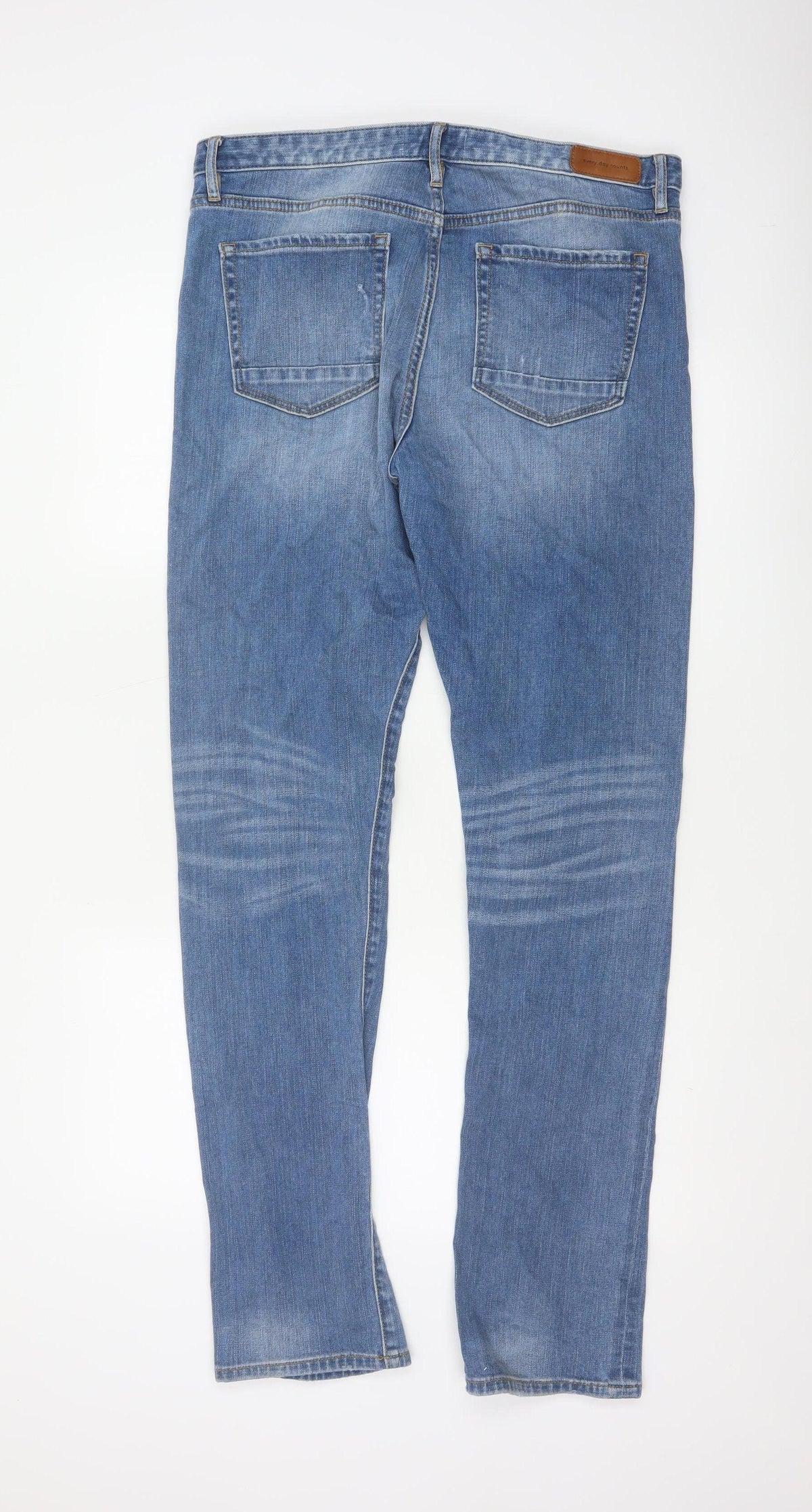 every.day.counts Men's Blue 29 Straight Distressed Stretch Jeans